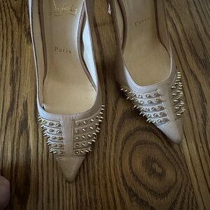 Christian Louboutin Tan Spiked Heels